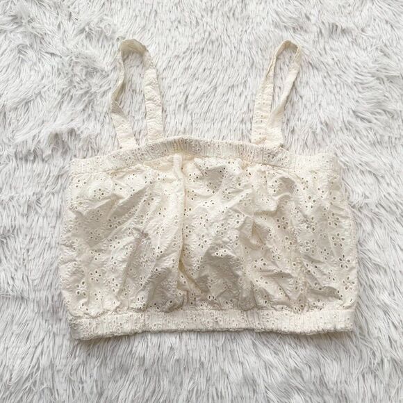 Women Madewell Eyelet Crop Tank Crop Top in Light House Size Medium - Picture 2 of 8